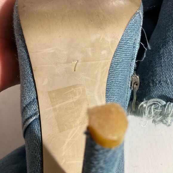 Lola Shoetique Denim Open Toe, High Heel , knee High Boots size 7 - Picture 10 of 12